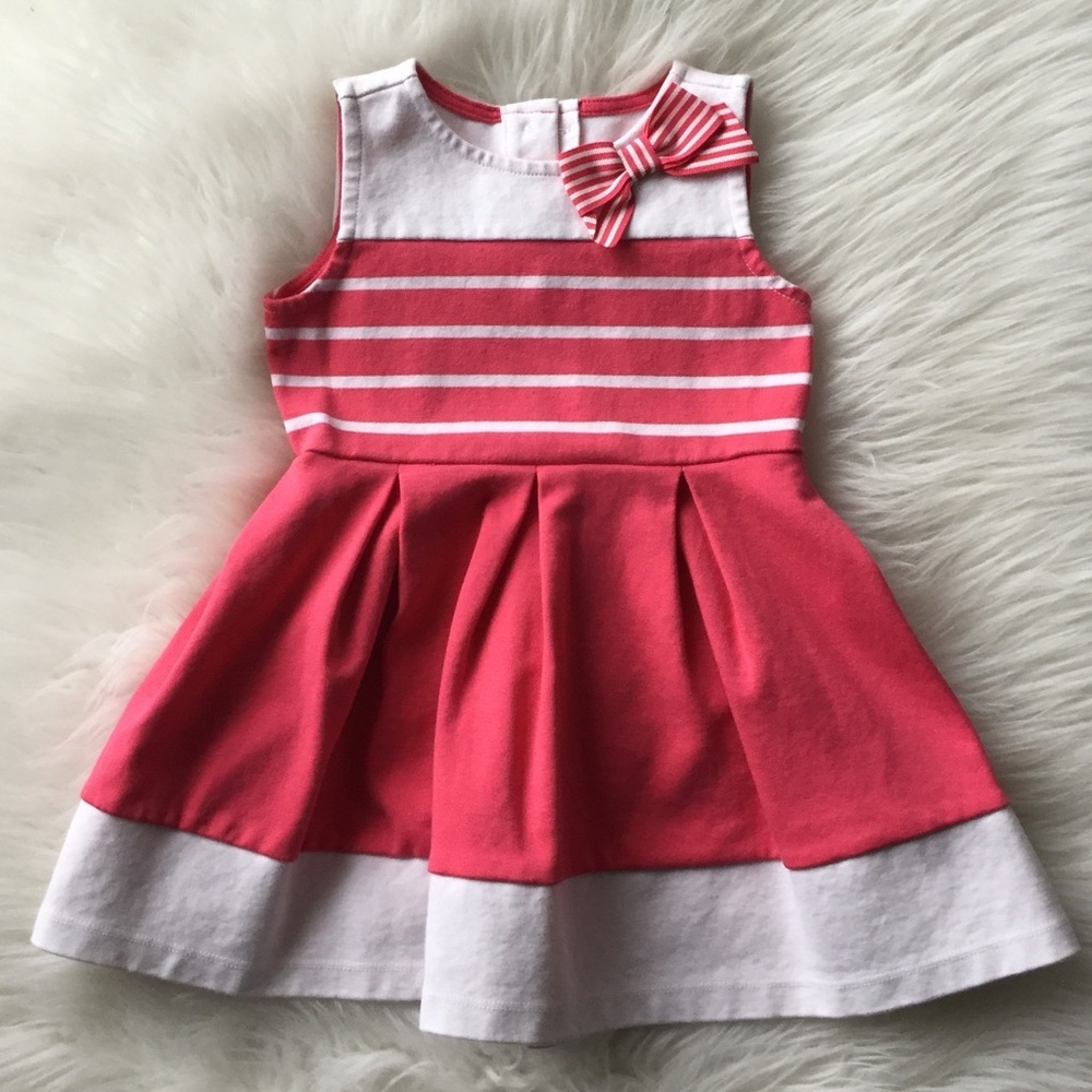 Toddler White and Pink Bow Dress